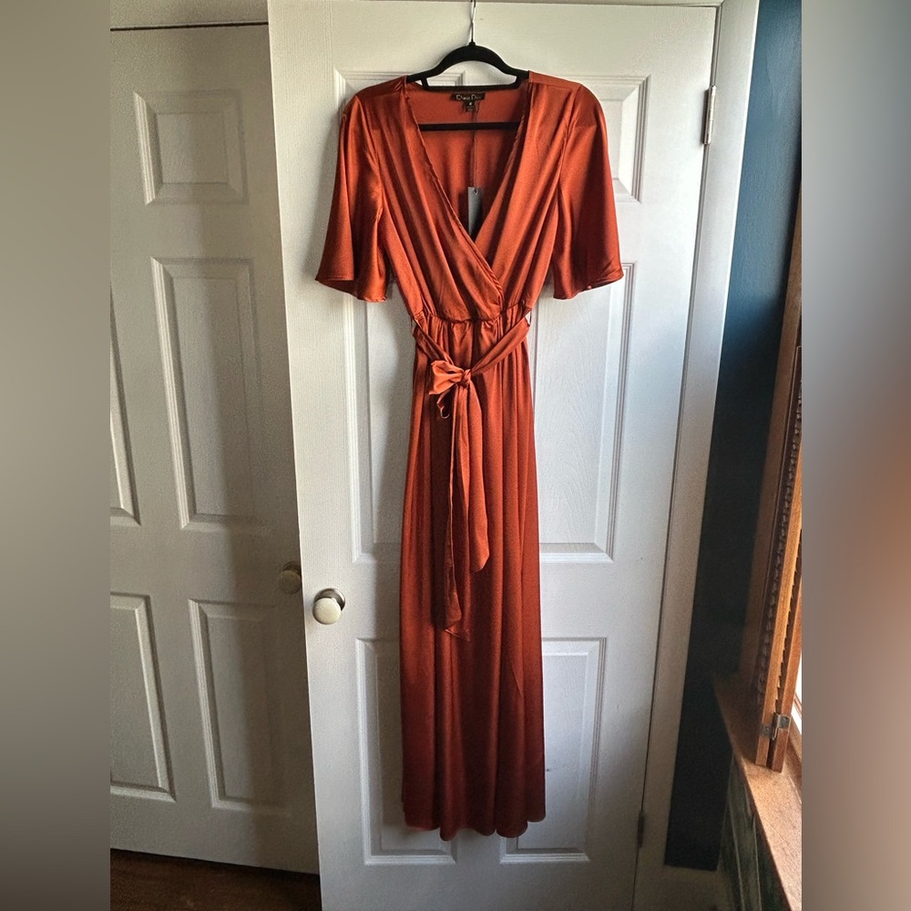 Baltic Born Kensington Satin Copper Maxi Dress - M